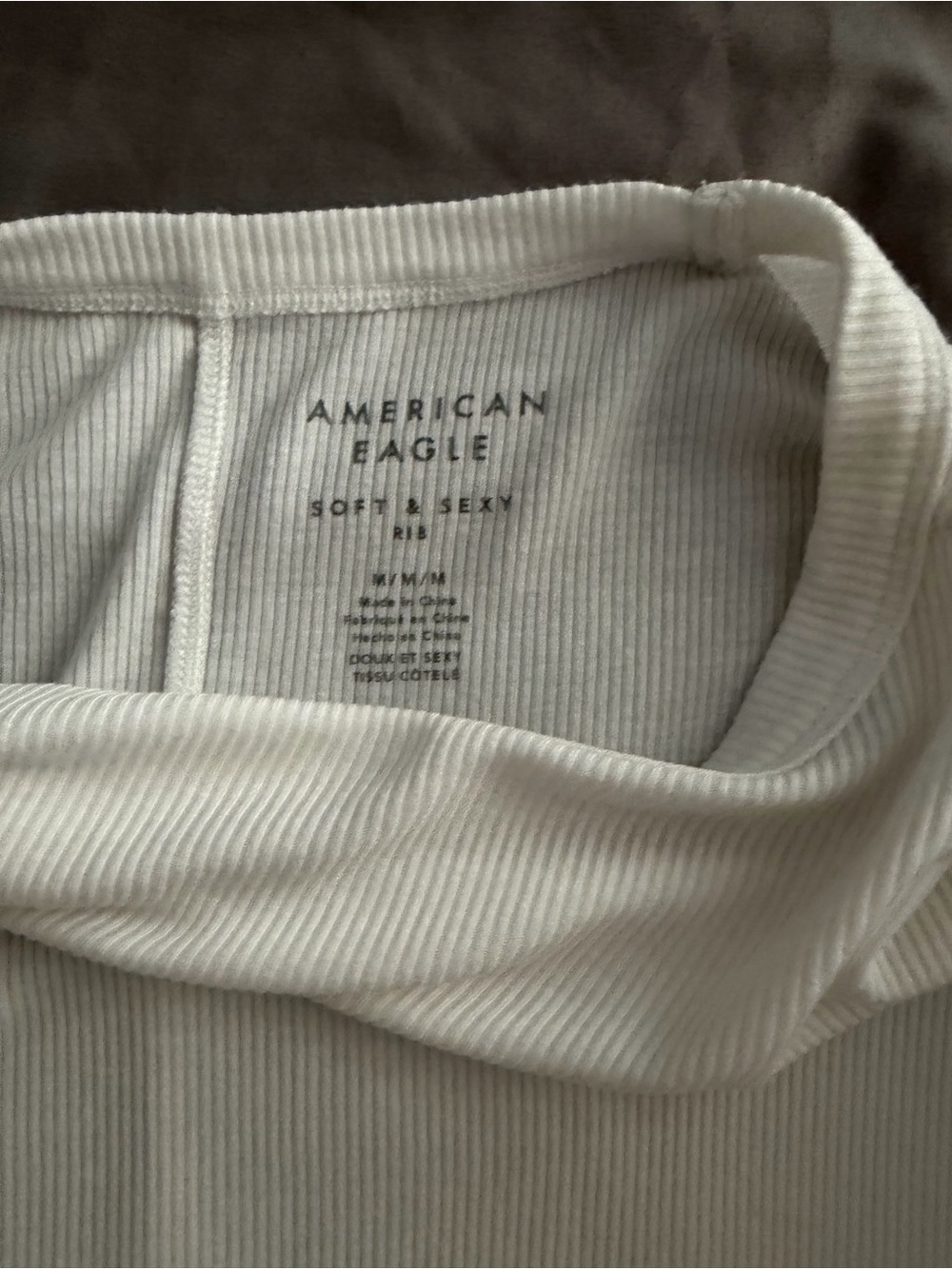 American Eagle Outfitters Soft & Sexy Rib Long Sleeve Top - White